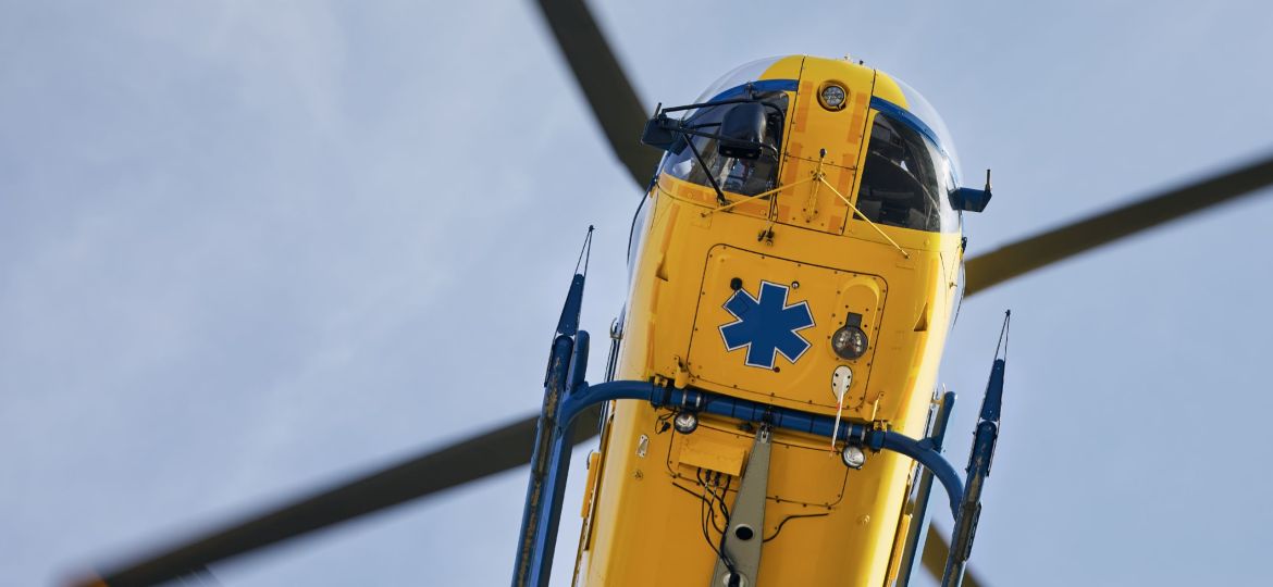 Flying helicopter of emergency medical service